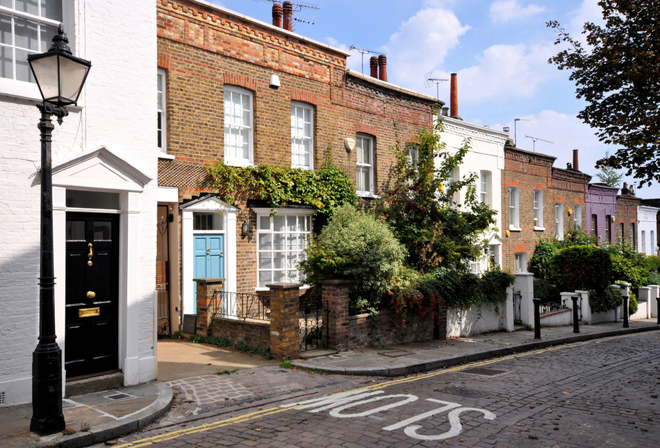 A row of terraced cottages in the UK