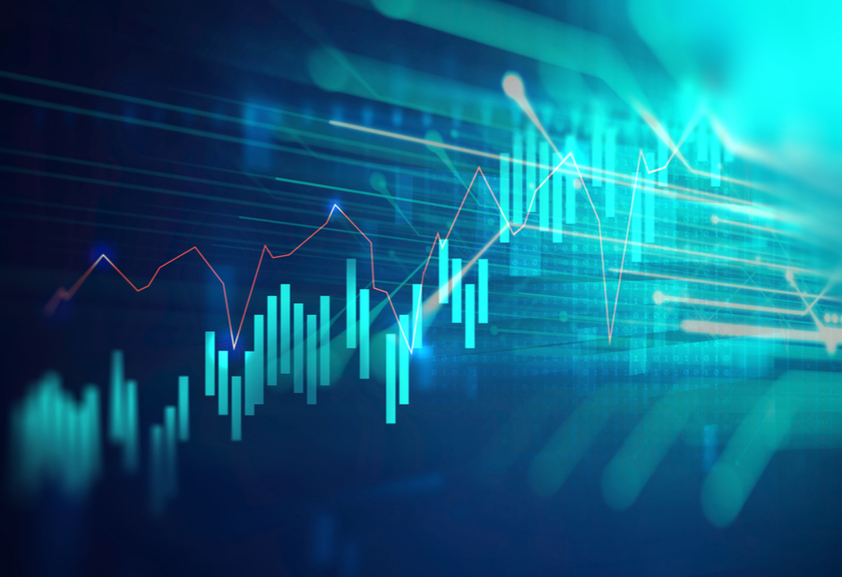 Financial stock market graph on an abstract background