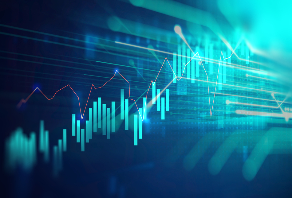 Financial stock market graph on an abstract background.