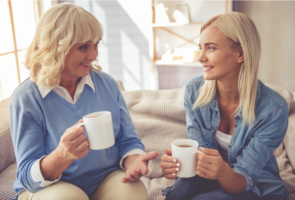 A mum talking to her adult daughter.