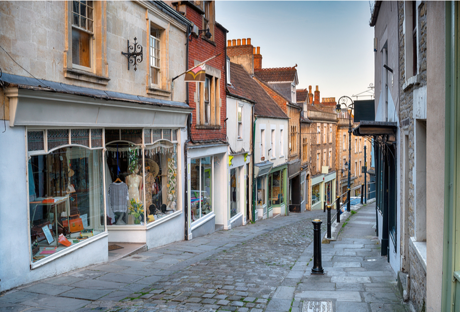 A high street in the UK.
