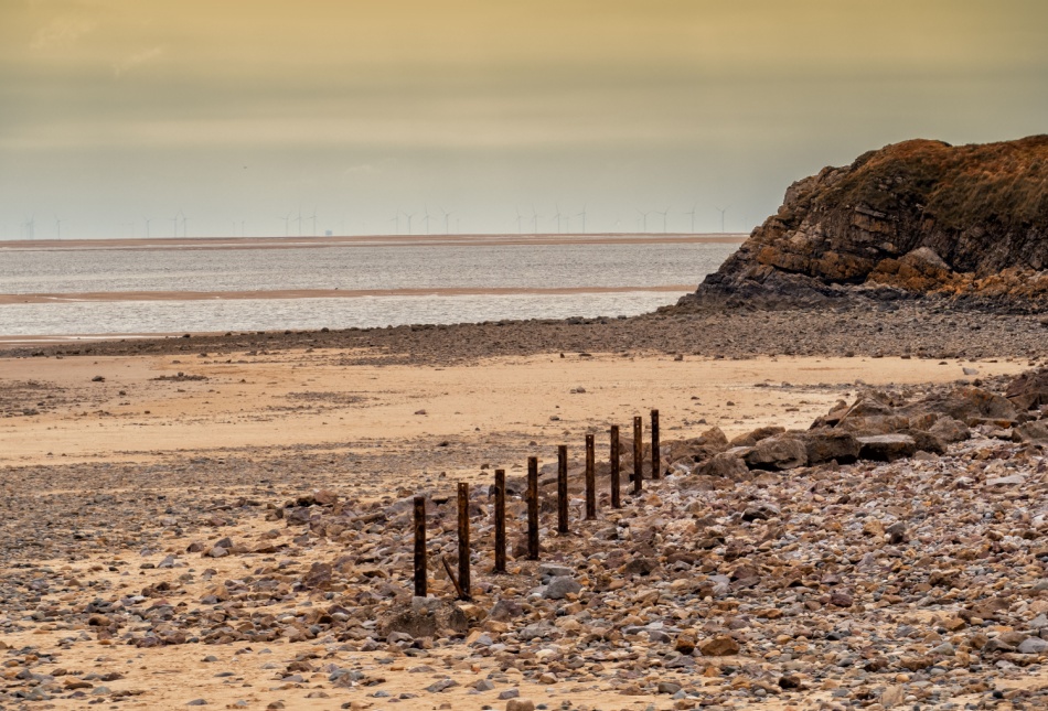 Haverigg beach at sunset.