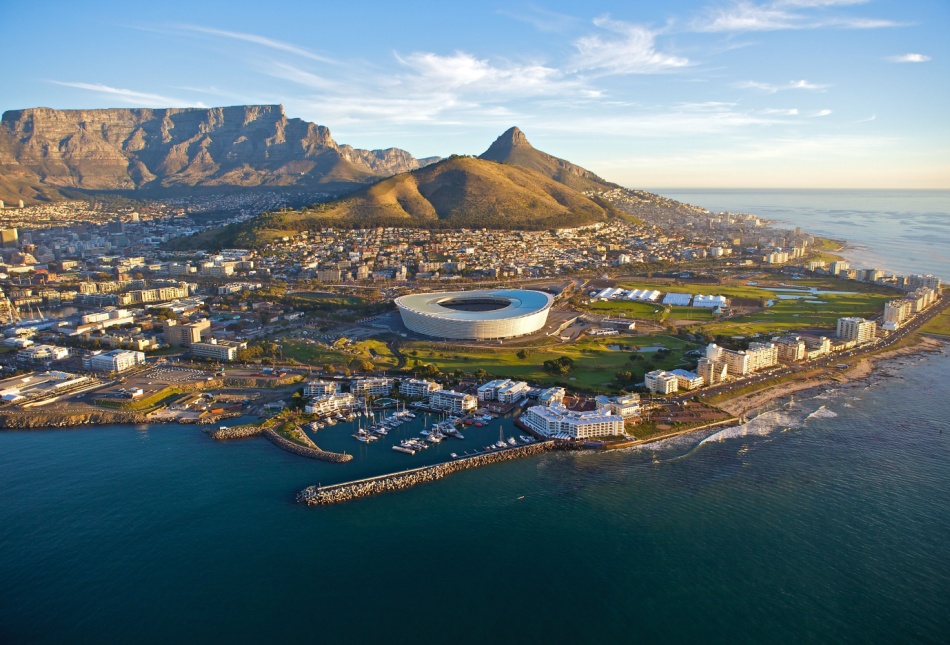 A shot of Cape Town from above.