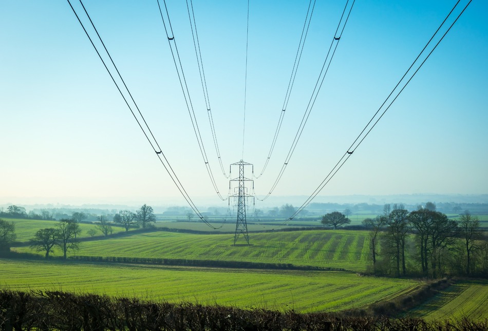 Power lines in Kent, UK.