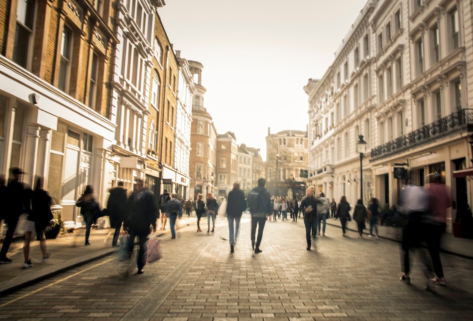 A busy high street.