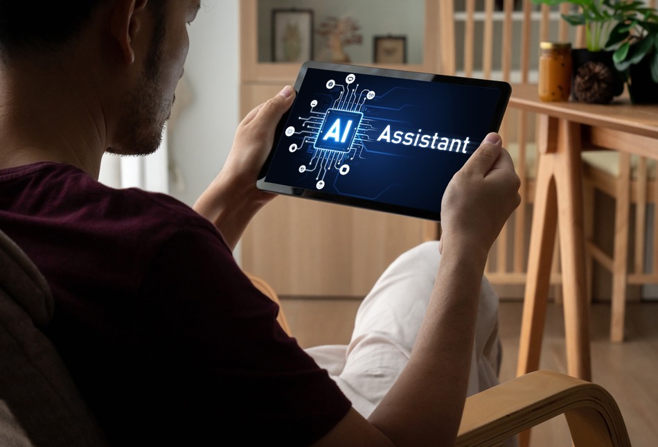 Someone using an AI assistant on a tablet.